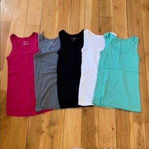 Set of {5} maternity tank tops.